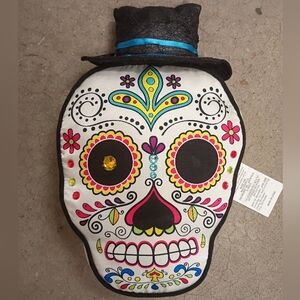 Day of theDead Skull Decorative Pillow /Top Hat -White, Black, Pink,Yellow, Blue